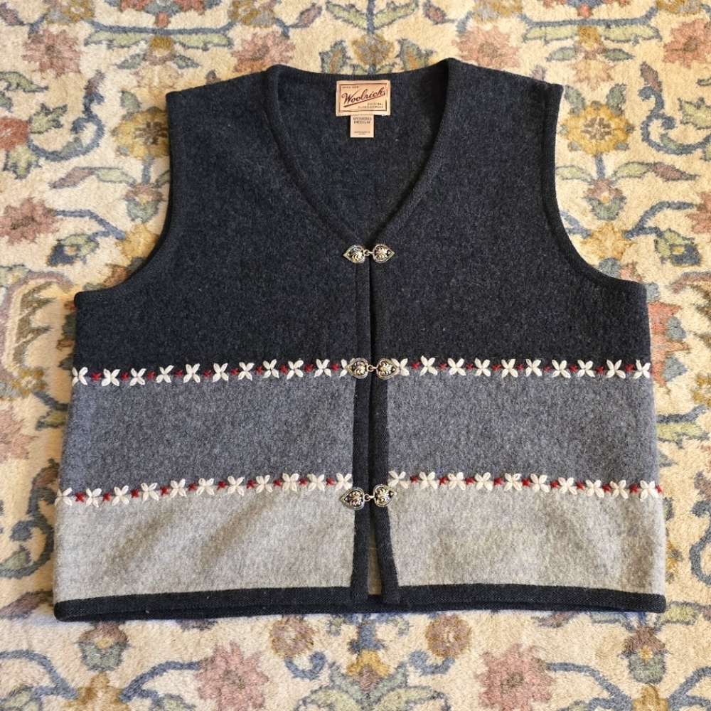Woolrich Vintage Gray Wool Nordic Vest Women's M
